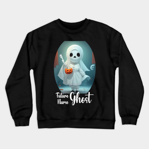 Future Nurse Ghost Student Funny Halloween Nursing Ghost Crewneck Sweatshirt by DesignHND